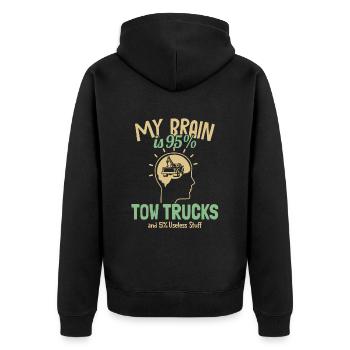 My Brain is 95% Tow Trucks Tow Driver - Unisex Premium Organic Zip Hoodie - black - Back - Nico (187cm)