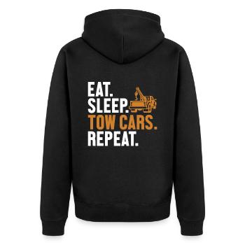 Eat Sleep Tow Cars Repeat Tow Truck Driver - Unisex Premium Organic Zip Hoodie - black - Back - Nico (187cm)