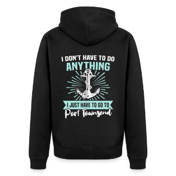 Port Townsend Washington - Unisex Premium Bio Zip Hoodie - Schwarz - Hinten - Nico (187cm)