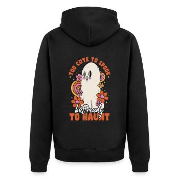 Zu süß, um Geister-Halloween zu spuken - Unisex Premium Bio Zip Hoodie - Schwarz - Hinten - Nico (187cm)
