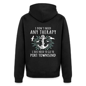 Port Townsend Washington - Unisex Premium Bio Zip Hoodie - Schwarz - Hinten - Nico (187cm)