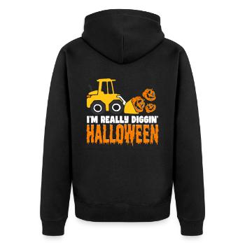 Citrouille excavatrice d’Halloween - Veste à capuche bio Premium Unisexe - noir - Dos - Nico (187cm)