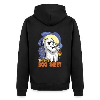 Lustiges Geister-Halloween - Unisex Premium Bio Zip Hoodie - Schwarz - Hinten - Nico (187cm)
