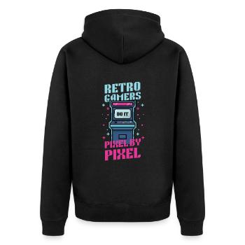 Video Players Retro Gamer Gaming Classic 80s - Unisex Premium Organic Zip Hoodie - black - Back - Nico (187cm)