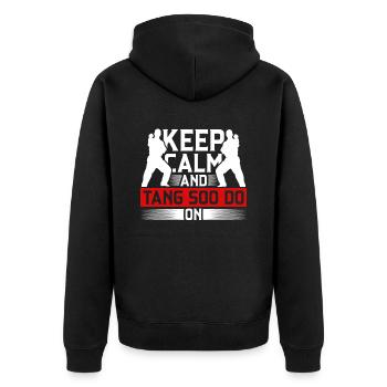 Keep Calm And Tang so Do On - Unisex Premium Organic Zip Hoodie - black - Back - Nico (187cm)