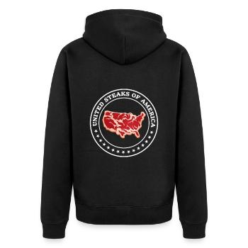 Steak - Unisex Premium Bio Zip Hoodie - Schwarz - Hinten - Nico (187cm)