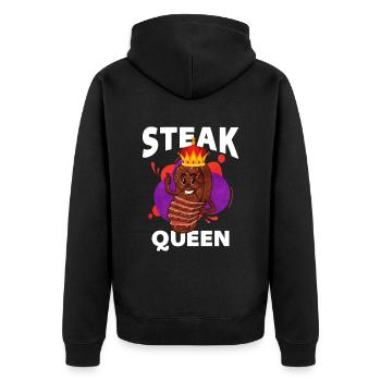 Steak - Unisex Premium Bio Zip Hoodie - Schwarz - Hinten - Nico (187cm)