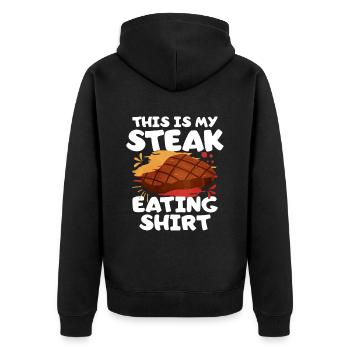 Steak - Unisex Premium Bio Zip Hoodie - Schwarz - Hinten - Nico (187cm)