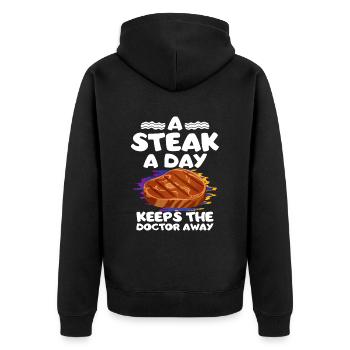 Steak - Unisex Premium Bio Zip Hoodie - Schwarz - Hinten - Nico (187cm)