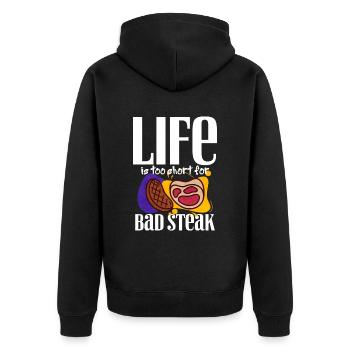 Steak - Unisex Premium Bio Zip Hoodie - Schwarz - Hinten - Nico (187cm)