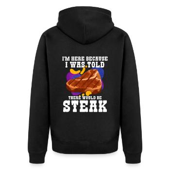 Steak - Unisex Premium Bio Zip Hoodie - Schwarz - Hinten - Nico (187cm)