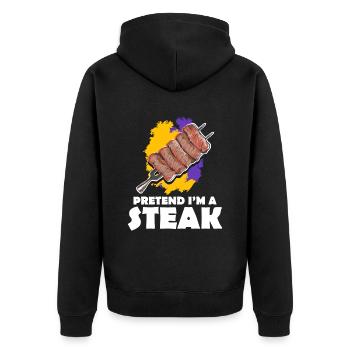 Steak - Unisex Premium Bio Zip Hoodie - Schwarz - Hinten - Nico (187cm)
