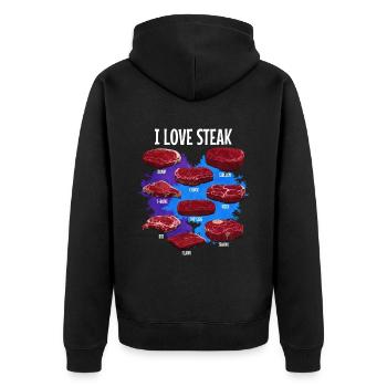 Steak - Unisex Premium Bio Zip Hoodie - Schwarz - Hinten - Nico (187cm)