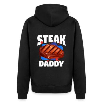 Steak - Unisex Premium Bio Zip Hoodie - Schwarz - Hinten - Nico (187cm)