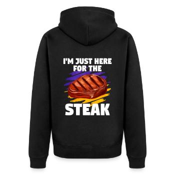 Steak - Unisex Premium Bio Zip Hoodie - Schwarz - Hinten - Nico (187cm)