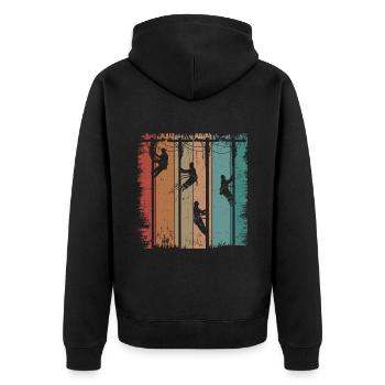 Retro Leitungsmonteur Geschenk Männer - Unisex Premium Bio Zip Hoodie - Schwarz - Hinten - Nico (187cm)