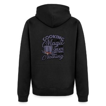Kochen ist wie Magie; Du erschaffst etwas - Unisex Premium Bio Zip Hoodie - Schwarz - Hinten - Nico (187cm)