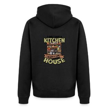 Ich habe eine Küche, weil sie mit dem Haus kam - - Unisex Premium Bio Zip Hoodie - Schwarz - Hinten - Nico (187cm)