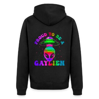 Gender Lesbian, Gay, Trans, Queer Rainbow - Unisex Premium Organic Zip Hoodie - black - Back - Nico (187cm)