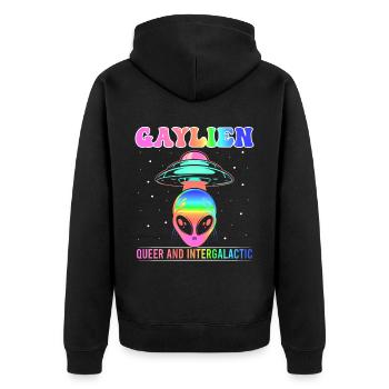 Gender Lesbian, Gay, Trans, Queer Rainbow - Unisex Premium Organic Zip Hoodie - black - Back - Nico (187cm)