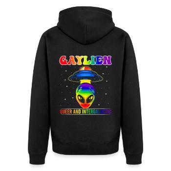 Gender Lesbian, Gay, Trans, Queer Rainbow - Unisex Premium Organic Zip Hoodie - black - Back - Nico (187cm)