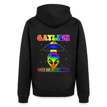 Gender Lesbian, Gay, Trans, Queer Rainbow - Unisex Premium Organic Zip Hoodie - black - Back - Nico (187cm)