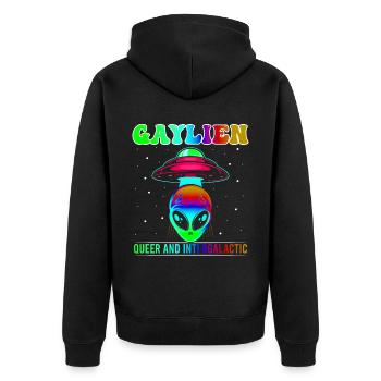 Gender Lesbian, Gay, Trans, Queer Rainbow - Unisex Premium Organic Zip Hoodie - black - Back - Nico (187cm)