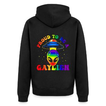 Gender Lesbian, Gay, Trans, Queer Rainbow - Unisex Premium Organic Zip Hoodie - black - Back - Nico (187cm)