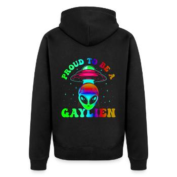 Gender Lesbian, Gay, Trans, Queer Rainbow - Unisex Premium Organic Zip Hoodie - black - Back - Nico (187cm)
