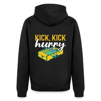 Foosball Gift Fans Wuzler Foosball - Unisex Premium Organic Zip Hoodie - black - Back - Nico (187cm)