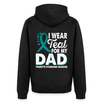 Wear teal for Month of Consciousness - Unisex Premium Organic Zip Hoodie - black - Back - Nico (187cm)