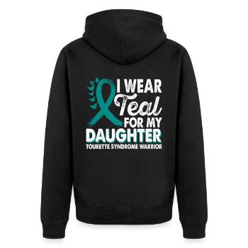 Wear teal for Enlightenment Month - Unisex Premium Organic Zip Hoodie - black - Back - Nico (187cm)