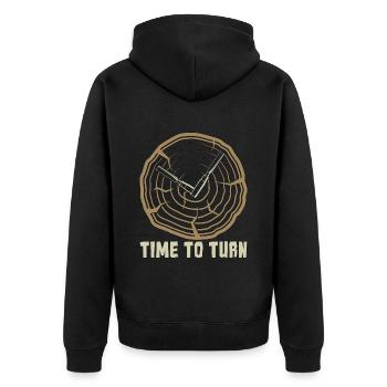 Woodturning Time To Turn Craftsmanship Woodturner - Unisex Premium Organic Zip Hoodie - black - Back - Nico (187cm)