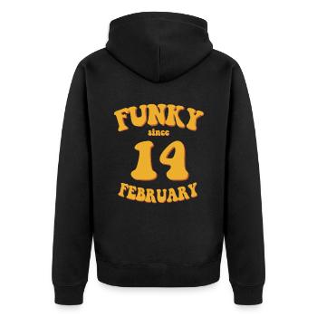 Funky Birthday: February 2014 - Flower Power - Unisex Premium Organic Zip Hoodie - black - Back - Nico (187cm)