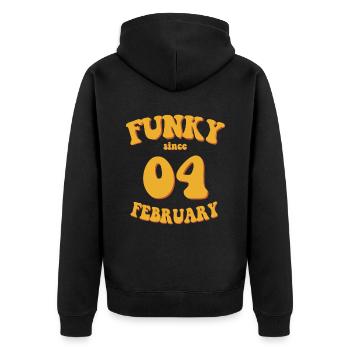 Funky Birthday: February 2004 - Flower Power - Unisex Premium Organic Zip Hoodie - black - Back - Nico (187cm)