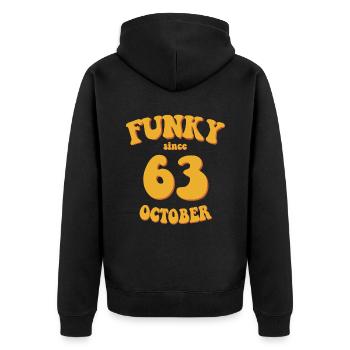 Funky Birthday: October 1963 - Flower Power - Unisex Premium Organic Zip Hoodie - black - Back - Nico (187cm)