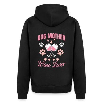 Dog mother and wine lover - Unisex Premium Organic Zip Hoodie - black - Back - Nico (187cm)