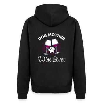 Dog mother and wine lover - Unisex Premium Organic Zip Hoodie - black - Back - Nico (187cm)