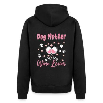 Dog mother and wine lover - Unisex Premium Organic Zip Hoodie - black - Back - Nico (187cm)