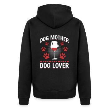 Dog mother and wine lover - Unisex Premium Organic Zip Hoodie - black - Back - Nico (187cm)