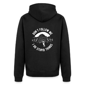 Lustiger Fallschirmspringer-Spruch Skydiver - Unisex Premium Bio Zip Hoodie - Schwarz - Hinten - Nico (187cm)
