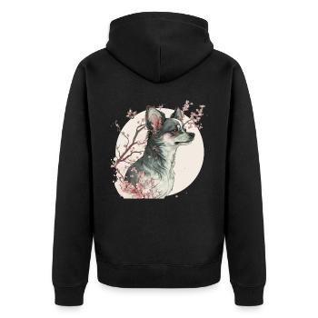 Mignon Chihuahua Fleur de cerisier Race de chien Japonais S - Veste à capuche bio Premium Unisexe - noir - Dos - Nico (187cm)