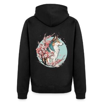Collie Dog Cherry Blossom Dog Breed Japanese Water - Veste à capuche bio Premium Unisexe - noir - Dos - Nico (187cm)