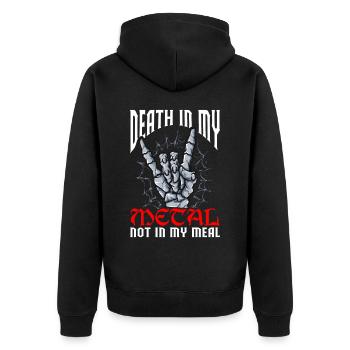 Lustiger Death Metal Veganer - Unisex Premium Bio Zip Hoodie - Schwarz - Hinten - Nico (187cm)