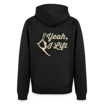 Aerial Silk Aerialist - Unisex Premium Bio Zip Hoodie - Schwarz - Hinten - Nico (187cm)