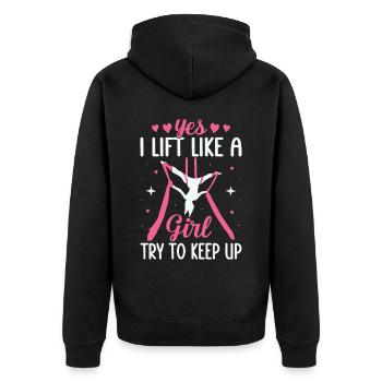 Aerial Silk Aerialist - Unisex Premium Bio Zip Hoodie - Schwarz - Hinten - Nico (187cm)