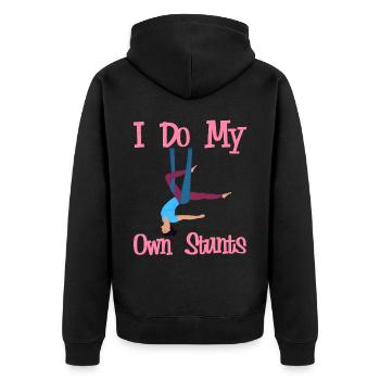 Aerial Silk Aerialist - Unisex Premium Bio Zip Hoodie - Schwarz - Hinten - Nico (187cm)