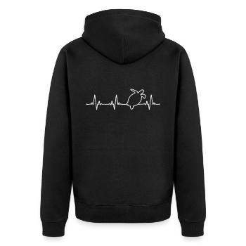 Sea Turtle Tortoise Heartbeat - Unisex Premium Organic Zip Hoodie - black - Back - Nico (187cm)