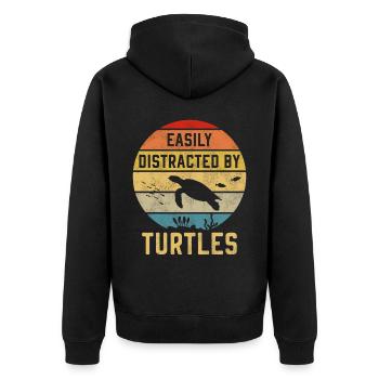 Sea Turtle Tortoise Retro Vintage - Veste à capuche bio Premium Unisexe - noir - Dos - Nico (187cm)