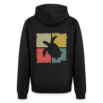 Sea Turtle Tortoise Retro Vintage - Veste à capuche bio Premium Unisexe - noir - Dos - Nico (187cm)